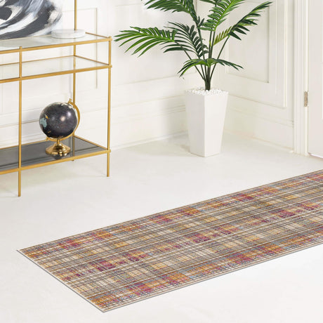 Multicolor 2' 6 x 12' Deepa Runner Area Rug 100% Polyester Colorful Modern Contemporary Carpet for Home Decorating Living, Dining, Office & Bedrooms for Sale at Rug Engine