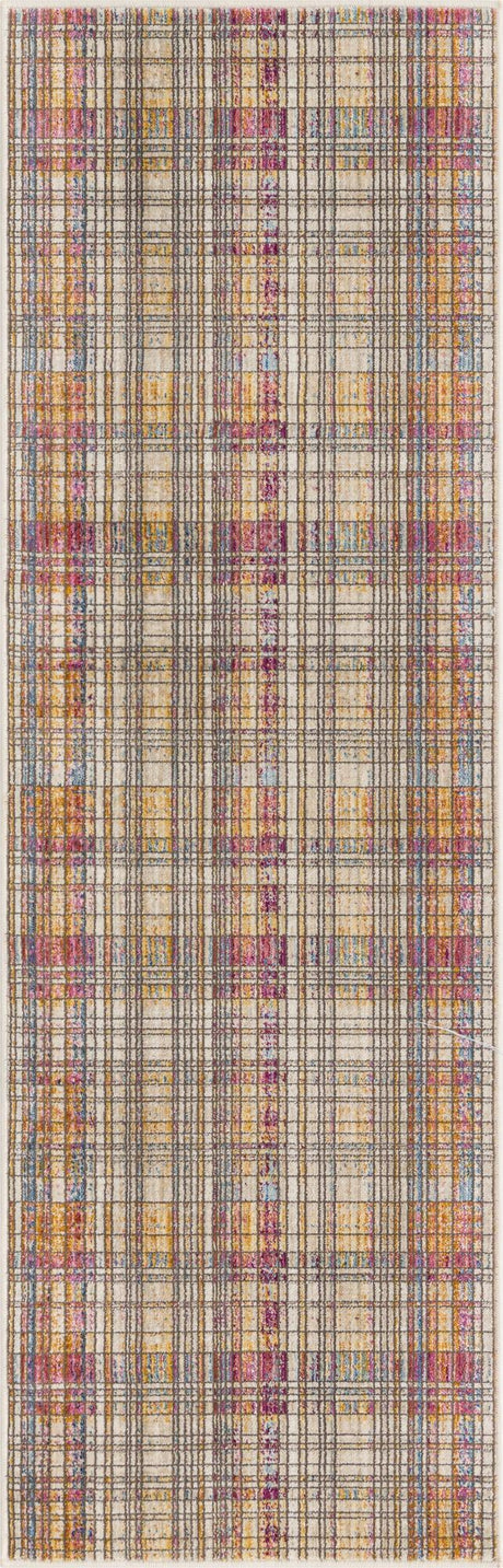 Multicolor 2' x 6' Deepa Runner Area Rug 100% Polyester Colorful Modern Contemporary Carpet for Home Decorating Living, Dining, Office & Bedrooms for Sale at Rug Engine