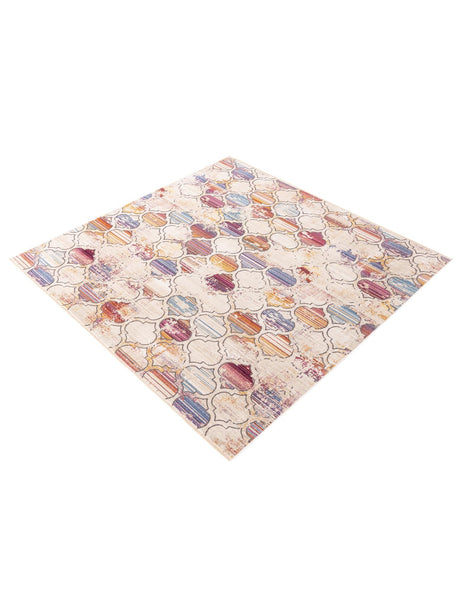 Multicolor 7' 10 x 7' 10 Deepa Square Area Rug 100% Polyester Colorful Modern Contemporary Carpet for Home Decorating Living, Dining, Office & Bedrooms for Sale at Rug Engine
