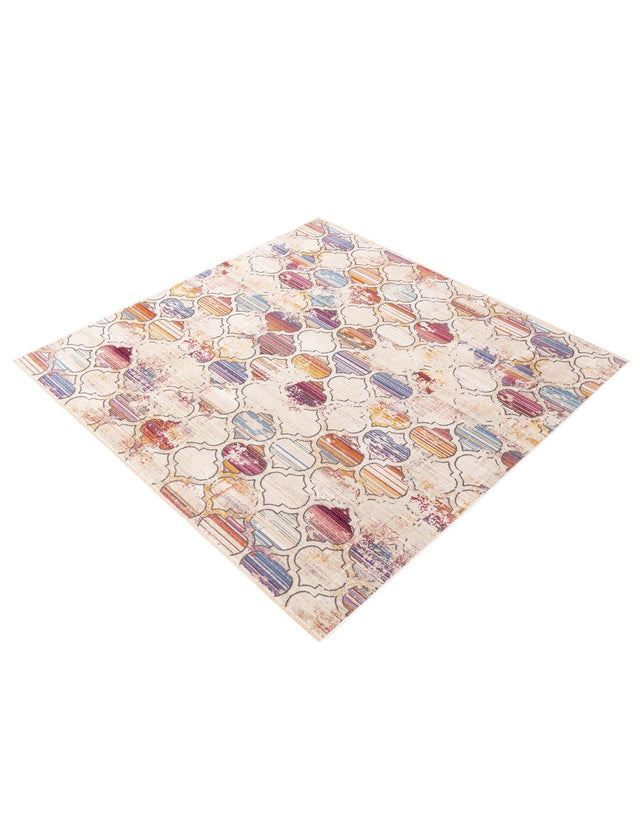 Multicolor 7' 10 x 7' 10 Deepa Square Area Rug 100% Polyester Colorful Modern Contemporary Carpet for Home Decorating Living, Dining, Office & Bedrooms for Sale at Rug Engine