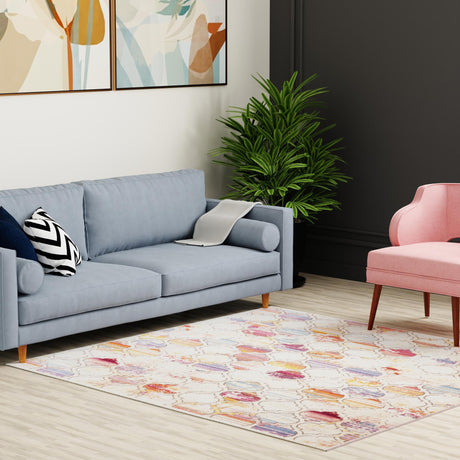 Multicolor 7' 10 x 7' 10 Deepa Square Area Rug 100% Polyester Colorful Modern Contemporary Carpet for Home Decorating Living, Dining, Office & Bedrooms for Sale at Rug Engine
