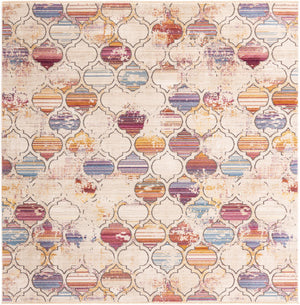 Multicolor 7' 10 x 7' 10 Deepa Square Area Rug 100% Polyester Colorful Modern Contemporary Carpet for Home Decorating Living, Dining, Office & Bedrooms for Sale at Rug Engine
