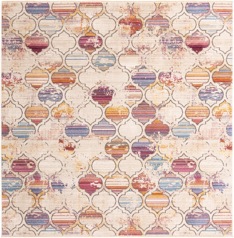 Multicolor 7' 10 x 7' 10 Deepa Square Area Rug 100% Polyester Colorful Modern Contemporary Carpet for Home Decorating Living, Dining, Office & Bedrooms for Sale at Rug Engine