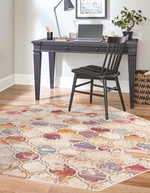Multicolor 7' 10 x 7' 10 Deepa Octagon Area Rug 100% Polyester Colorful Modern Contemporary Carpet for Home Decorating Living, Dining, Office & Bedrooms for Sale at Rug Engine