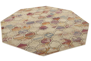 Multicolor 7' 10 x 7' 10 Deepa Octagon Area Rug 100% Polyester Colorful Modern Contemporary Carpet for Home Decorating Living, Dining, Office & Bedrooms for Sale at Rug Engine