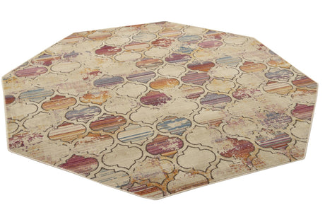 Multicolor 7' 10 x 7' 10 Deepa Octagon Area Rug 100% Polyester Colorful Modern Contemporary Carpet for Home Decorating Living, Dining, Office & Bedrooms for Sale at Rug Engine