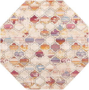 Multicolor 7' 10 x 7' 10 Deepa Octagon Area Rug 100% Polyester Colorful Modern Contemporary Carpet for Home Decorating Living, Dining, Office & Bedrooms for Sale at Rug Engine