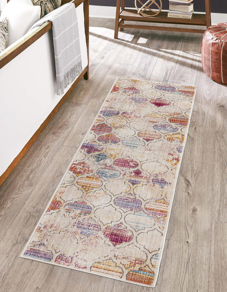 Multicolor 2' x 6' Deepa Runner Area Rug 100% Polyester Colorful Modern Contemporary Carpet for Home Decorating Living, Dining, Office & Bedrooms for Sale at Rug Engine