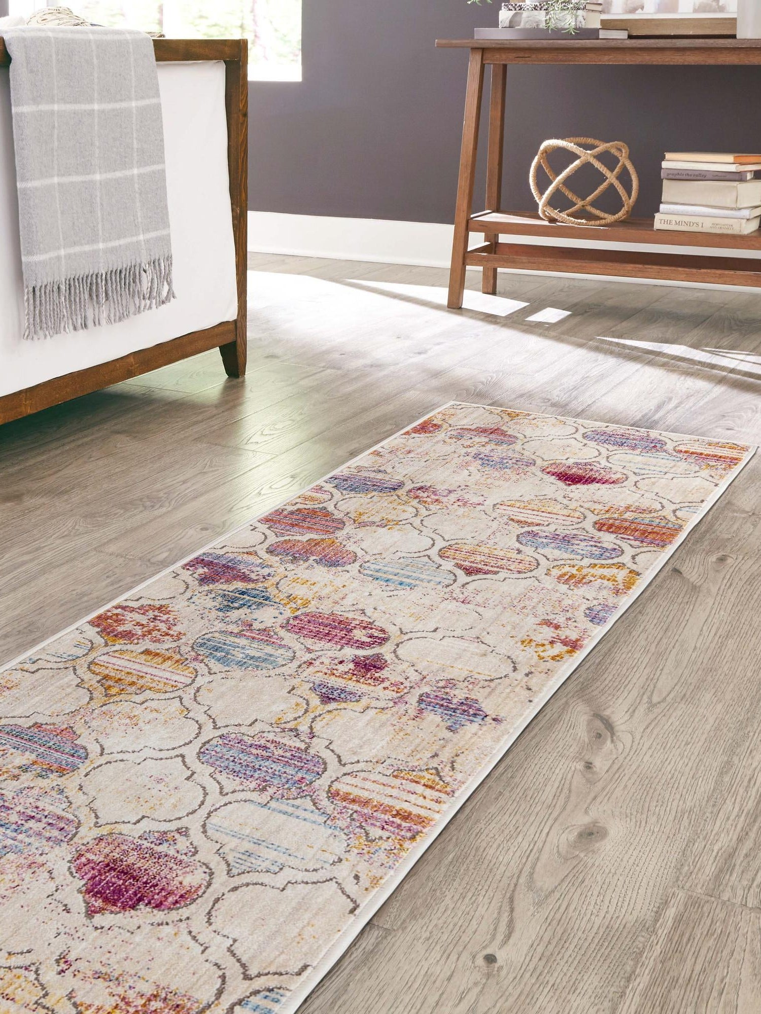 Multicolor 2' x 6' Deepa Runner Area Rug 100% Polyester Colorful Modern Contemporary Carpet for Home Decorating Living, Dining, Office & Bedrooms for Sale at Rug Engine