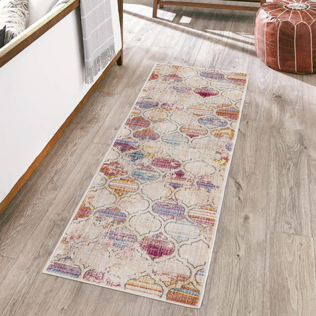 Multicolor 2' x 8' Deepa Runner Area Rug 100% Polyester Colorful Modern Contemporary Carpet for Home Decorating Living, Dining, Office & Bedrooms for Sale at Rug Engine