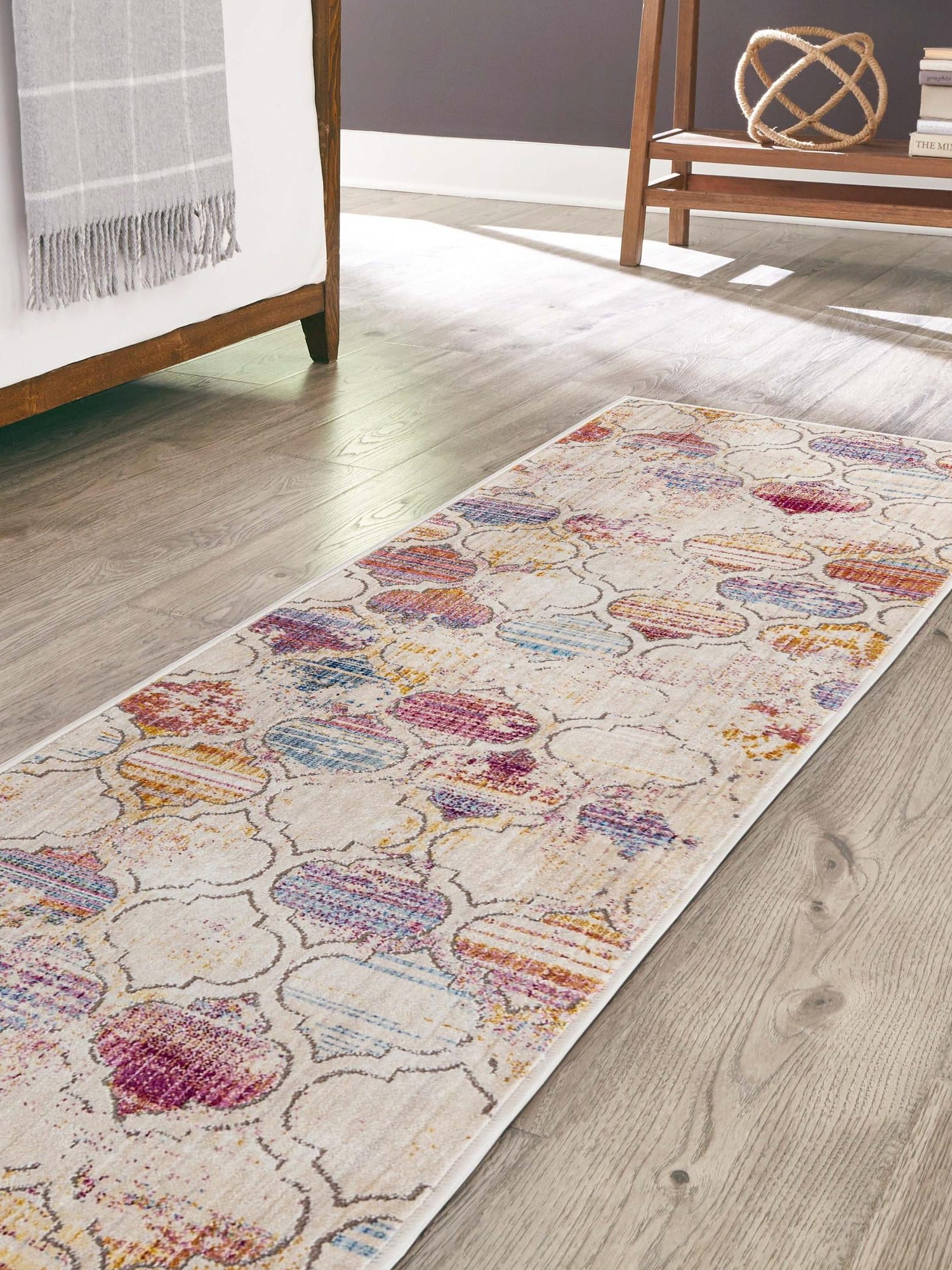 Multicolor 2' x 6' Deepa Runner Area Rug 100% Polyester Colorful Modern Contemporary Carpet for Home Decorating Living, Dining, Office & Bedrooms for Sale at Rug Engine