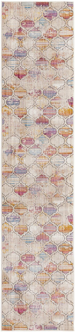 Multicolor 2' 6 x 12' Deepa Runner Area Rug 100% Polyester Colorful Modern Contemporary Carpet for Home Decorating Living, Dining, Office & Bedrooms for Sale at Rug Engine