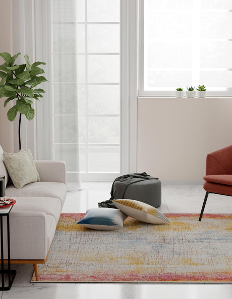 Multicolor 7' 10 x 7' 10 Deepa Square Area Rug 100% Polyester Colorful Modern Contemporary Carpet for Home Decorating Living, Dining, Office & Bedrooms for Sale at Rug Engine
