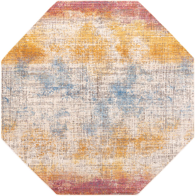 Multicolor 7' 10 x 7' 10 Deepa Octagon Area Rug 100% Polyester Colorful Modern Contemporary Carpet for Home Decorating Living, Dining, Office & Bedrooms for Sale at Rug Engine
