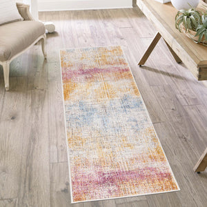 Multicolor 2' x 8' Deepa Runner Area Rug 100% Polyester Colorful Modern Contemporary Carpet for Home Decorating Living, Dining, Office & Bedrooms for Sale at Rug Engine