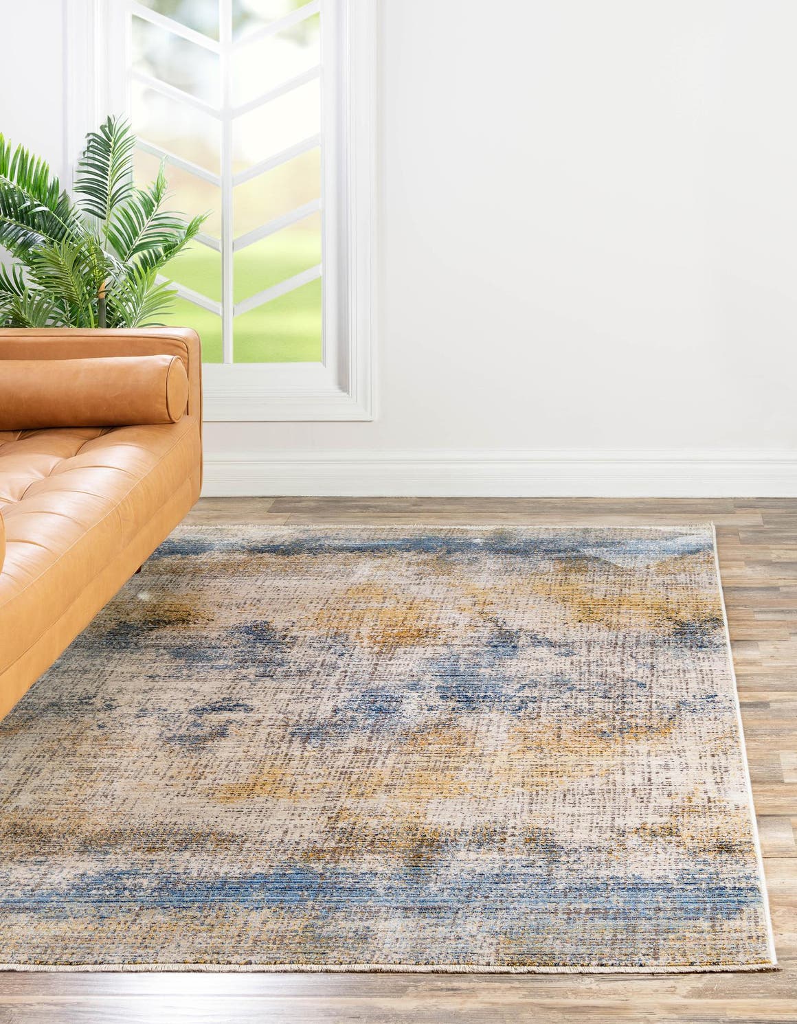 Blue Ivory 2' x 3' Deepa Rectangle Area Rug 100% Polyester Colorful Modern Contemporary Carpet for Home Decorating Living, Dining, Office & Bedrooms for Sale at Rug Engine