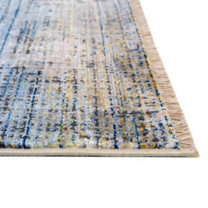 Blue Ivory 5' 3 x 7' 9 Deepa Rectangle Area Rug 100% Polyester Colorful Modern Contemporary Carpet for Home Decorating Living, Dining, Office & Bedrooms for Sale at Rug Engine