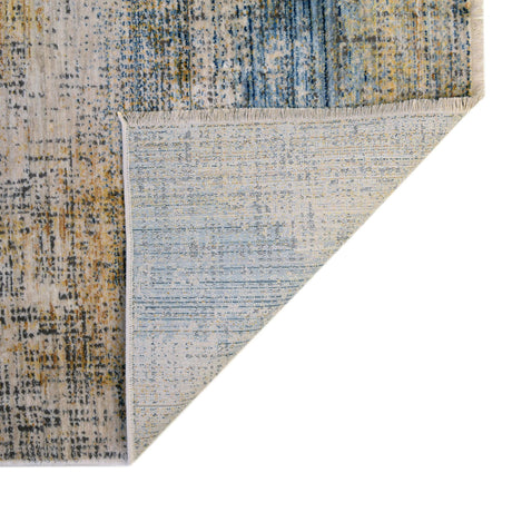 Blue Ivory 5' 3 x 7' 9 Deepa Rectangle Area Rug 100% Polyester Colorful Modern Contemporary Carpet for Home Decorating Living, Dining, Office & Bedrooms for Sale at Rug Engine