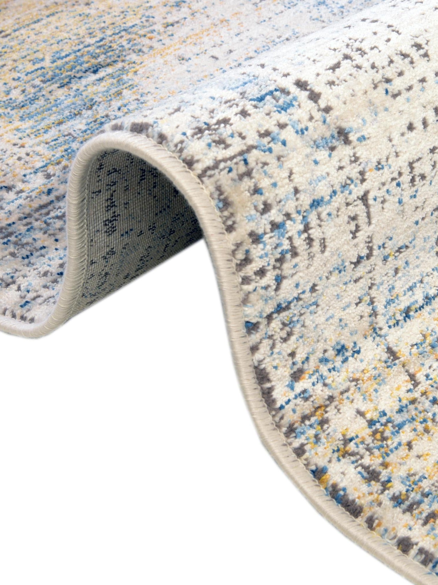 Blue Ivory 2' x 3' Deepa Rectangle Area Rug 100% Polyester Colorful Modern Contemporary Carpet for Home Decorating Living, Dining, Office & Bedrooms for Sale at Rug Engine