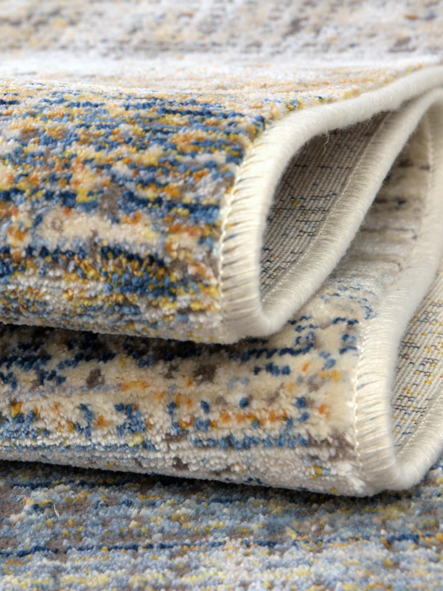 Blue Ivory 2' x 3' Deepa Rectangle Area Rug 100% Polyester Colorful Modern Contemporary Carpet for Home Decorating Living, Dining, Office & Bedrooms for Sale at Rug Engine
