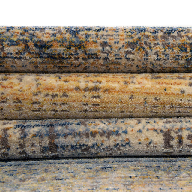 Blue Ivory 5' 3 x 7' 9 Deepa Rectangle Area Rug 100% Polyester Colorful Modern Contemporary Carpet for Home Decorating Living, Dining, Office & Bedrooms for Sale at Rug Engine