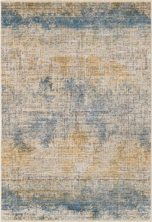 Blue Ivory 4' x 5' 10 Deepa Rectangle Area Rug 100% Polyester Colorful Modern Contemporary Carpet for Home Decorating Living, Dining, Office & Bedrooms for Sale at Rug Engine