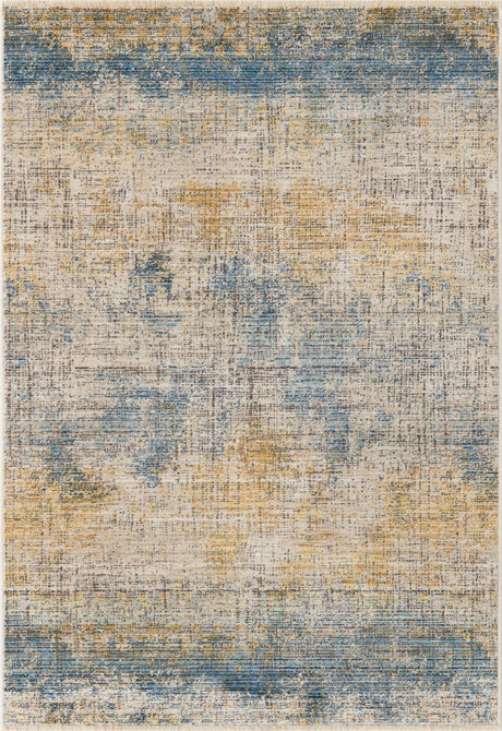 Blue Ivory 4' x 5' 10 Deepa Rectangle Area Rug 100% Polyester Colorful Modern Contemporary Carpet for Home Decorating Living, Dining, Office & Bedrooms for Sale at Rug Engine