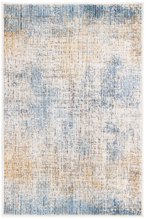 Blue Ivory 2' x 3' Deepa Rectangle Area Rug 100% Polyester Colorful Modern Contemporary Carpet for Home Decorating Living, Dining, Office & Bedrooms for Sale at Rug Engine
