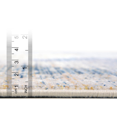 Blue Ivory 7' 10 x 7' 10 Deepa Square Area Rug 100% Polyester Colorful Modern Contemporary Carpet for Home Decorating Living, Dining, Office & Bedrooms for Sale at Rug Engine