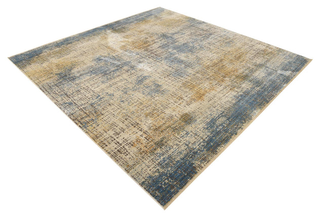 Blue Ivory 7' 10 x 7' 10 Deepa Square Area Rug 100% Polyester Colorful Modern Contemporary Carpet for Home Decorating Living, Dining, Office & Bedrooms for Sale at Rug Engine