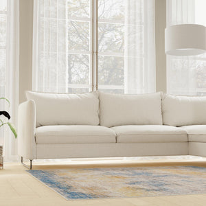 Blue Ivory 7' 10 x 7' 10 Deepa Square Area Rug 100% Polyester Colorful Modern Contemporary Carpet for Home Decorating Living, Dining, Office & Bedrooms for Sale at Rug Engine