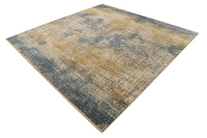 Blue Ivory 7' 10 x 7' 10 Deepa Square Area Rug 100% Polyester Colorful Modern Contemporary Carpet for Home Decorating Living, Dining, Office & Bedrooms for Sale at Rug Engine