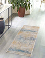 Blue Ivory 2' 6 x 12' Deepa Runner Area Rug 100% Polyester Colorful Modern Contemporary Carpet for Home Decorating Living, Dining, Office & Bedrooms for Sale at Rug Engine