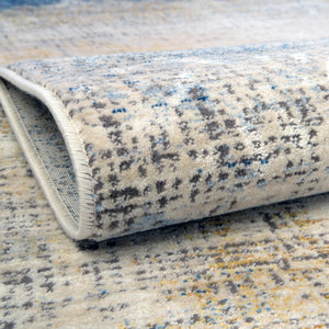 Blue Ivory 2' x 8' Deepa Runner Area Rug 100% Polyester Colorful Modern Contemporary Carpet for Home Decorating Living, Dining, Office & Bedrooms for Sale at Rug Engine