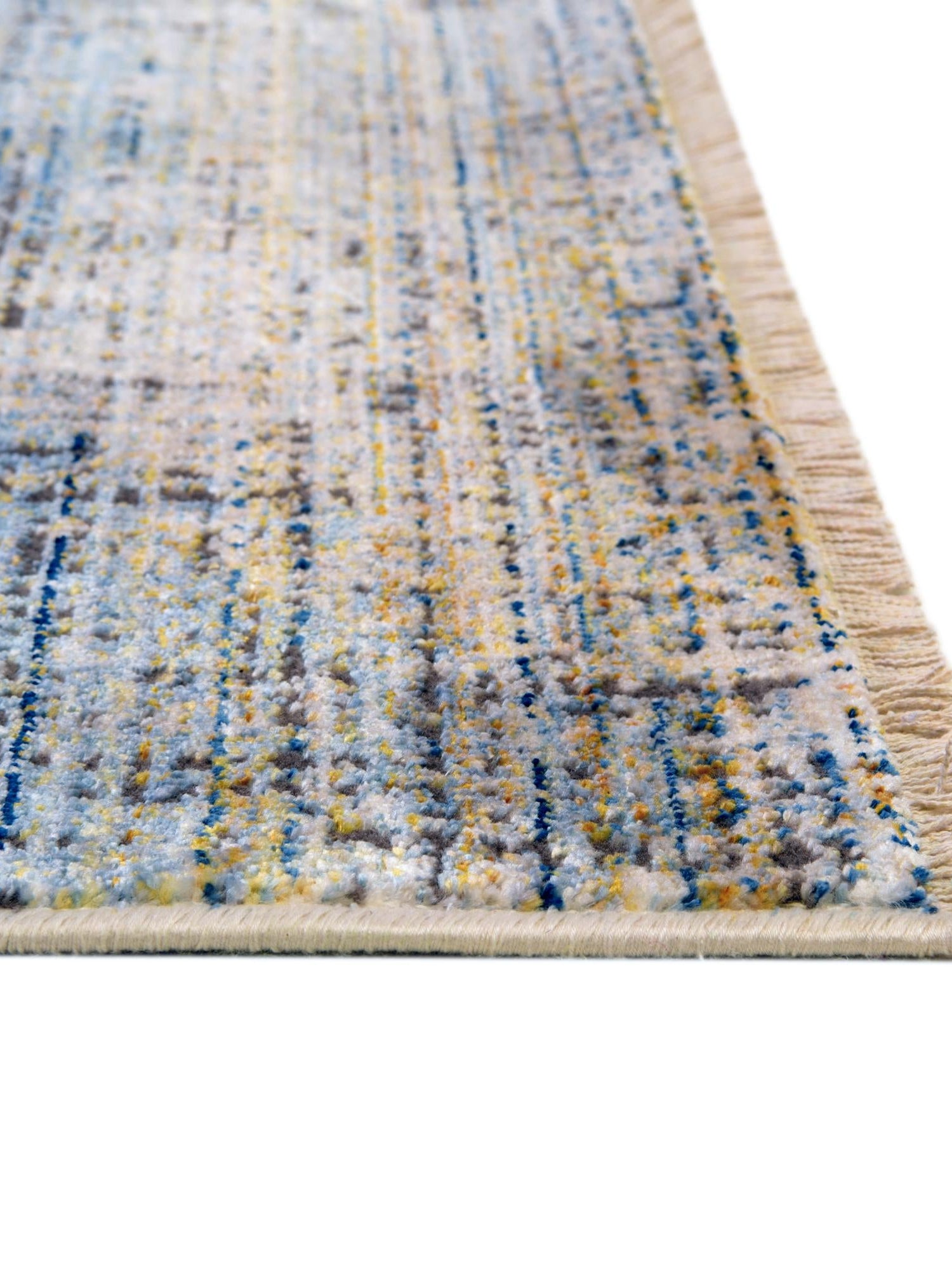 Blue Ivory 2' x 8' Deepa Runner Area Rug 100% Polyester Colorful Modern Contemporary Carpet for Home Decorating Living, Dining, Office & Bedrooms for Sale at Rug Engine
