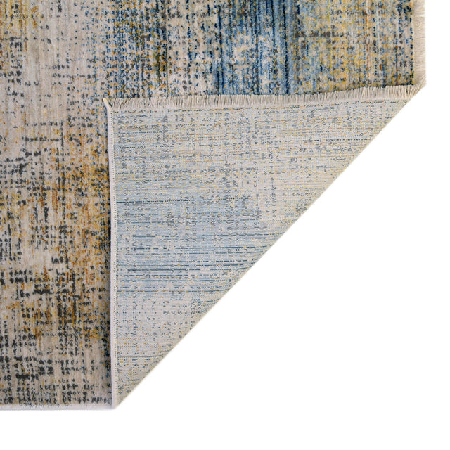 Blue Ivory 2' x 8' Deepa Runner Area Rug 100% Polyester Colorful Modern Contemporary Carpet for Home Decorating Living, Dining, Office & Bedrooms for Sale at Rug Engine