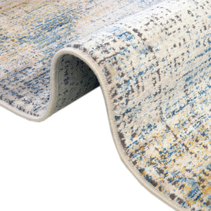 Blue Ivory 2' x 8' Deepa Runner Area Rug 100% Polyester Colorful Modern Contemporary Carpet for Home Decorating Living, Dining, Office & Bedrooms for Sale at Rug Engine