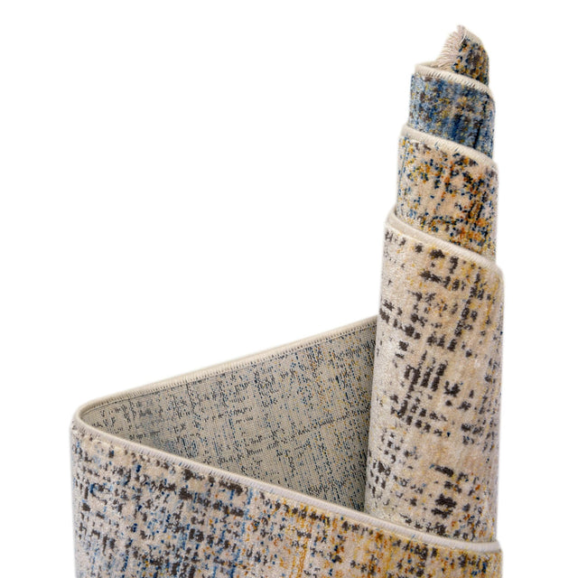 Blue Ivory 2' x 8' Deepa Runner Area Rug 100% Polyester Colorful Modern Contemporary Carpet for Home Decorating Living, Dining, Office & Bedrooms for Sale at Rug Engine