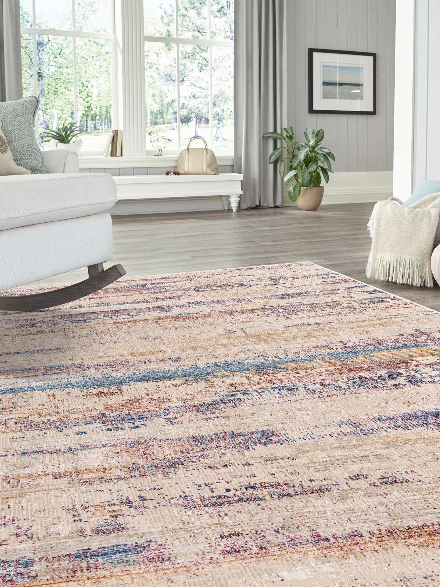 Multicolor 9' x 11' 7 Deepa Rectangle Area Rug 100% Polyester Colorful Modern Contemporary Carpet for Home Decorating Living, Dining, Office & Bedrooms for Sale at Rug Engine