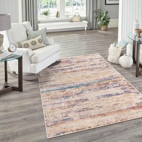 Multicolor 5' 3 x 7' 9 Deepa Rectangle Area Rug 100% Polyester Colorful Modern Contemporary Carpet for Home Decorating Living, Dining, Office & Bedrooms for Sale at Rug Engine