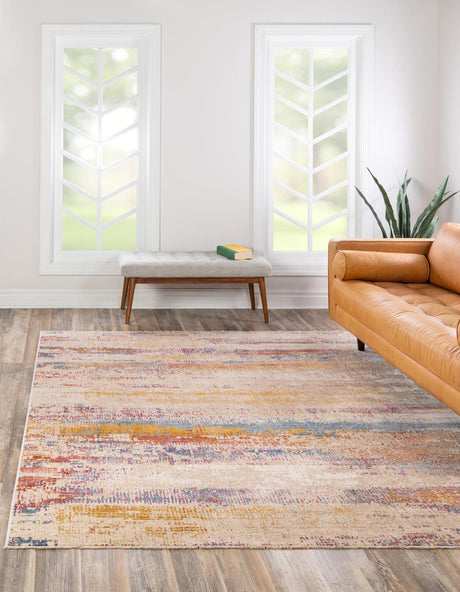 Multicolor 7' 10 x 7' 10 Deepa Square Area Rug 100% Polyester Colorful Modern Contemporary Carpet for Home Decorating Living, Dining, Office & Bedrooms for Sale at Rug Engine