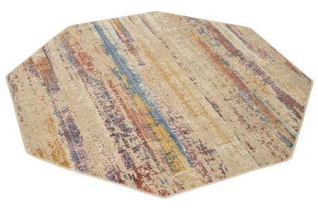 Multicolor 5' 3 x 5' 3 Deepa Octagon Area Rug 100% Polyester Colorful Modern Contemporary Carpet for Home Decorating Living, Dining, Office & Bedrooms for Sale at Rug Engine