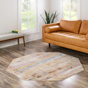 Multicolor 7' 10 x 7' 10 Deepa Octagon Area Rug 100% Polyester Colorful Modern Contemporary Carpet for Home Decorating Living, Dining, Office & Bedrooms for Sale at Rug Engine
