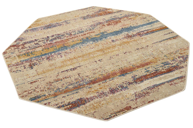 Multicolor 5' 3 x 5' 3 Deepa Octagon Area Rug 100% Polyester Colorful Modern Contemporary Carpet for Home Decorating Living, Dining, Office & Bedrooms for Sale at Rug Engine