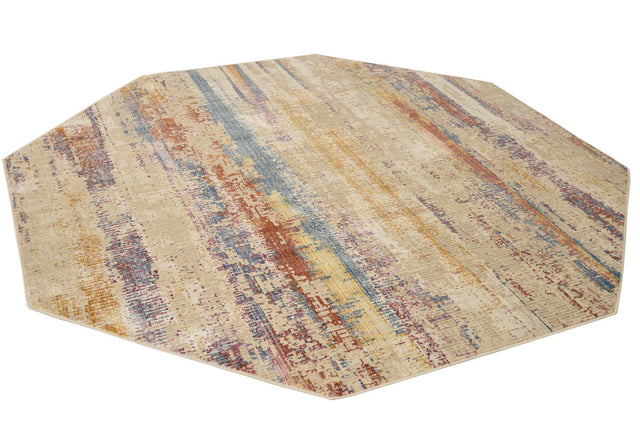 Multicolor 7' 10 x 7' 10 Deepa Octagon Area Rug 100% Polyester Colorful Modern Contemporary Carpet for Home Decorating Living, Dining, Office & Bedrooms for Sale at Rug Engine