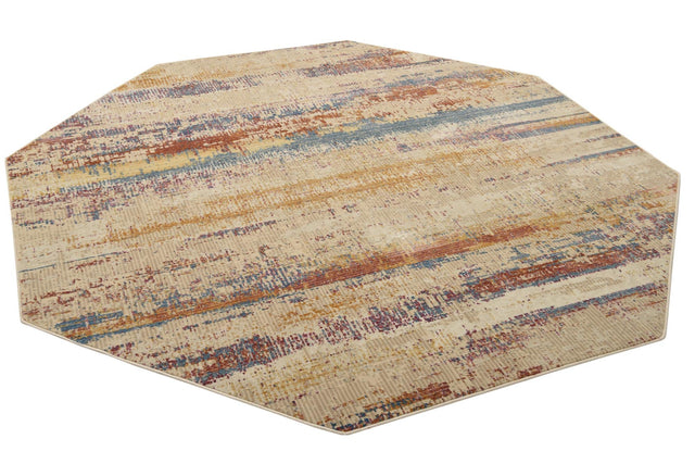 Multicolor 7' 10 x 7' 10 Deepa Octagon Area Rug 100% Polyester Colorful Modern Contemporary Carpet for Home Decorating Living, Dining, Office & Bedrooms for Sale at Rug Engine