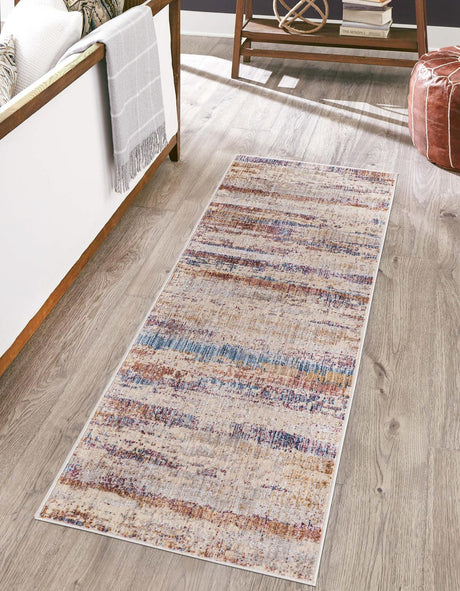 Multicolor 2' x 6' Deepa Runner Area Rug 100% Polyester Colorful Modern Contemporary Carpet for Home Decorating Living, Dining, Office & Bedrooms for Sale at Rug Engine