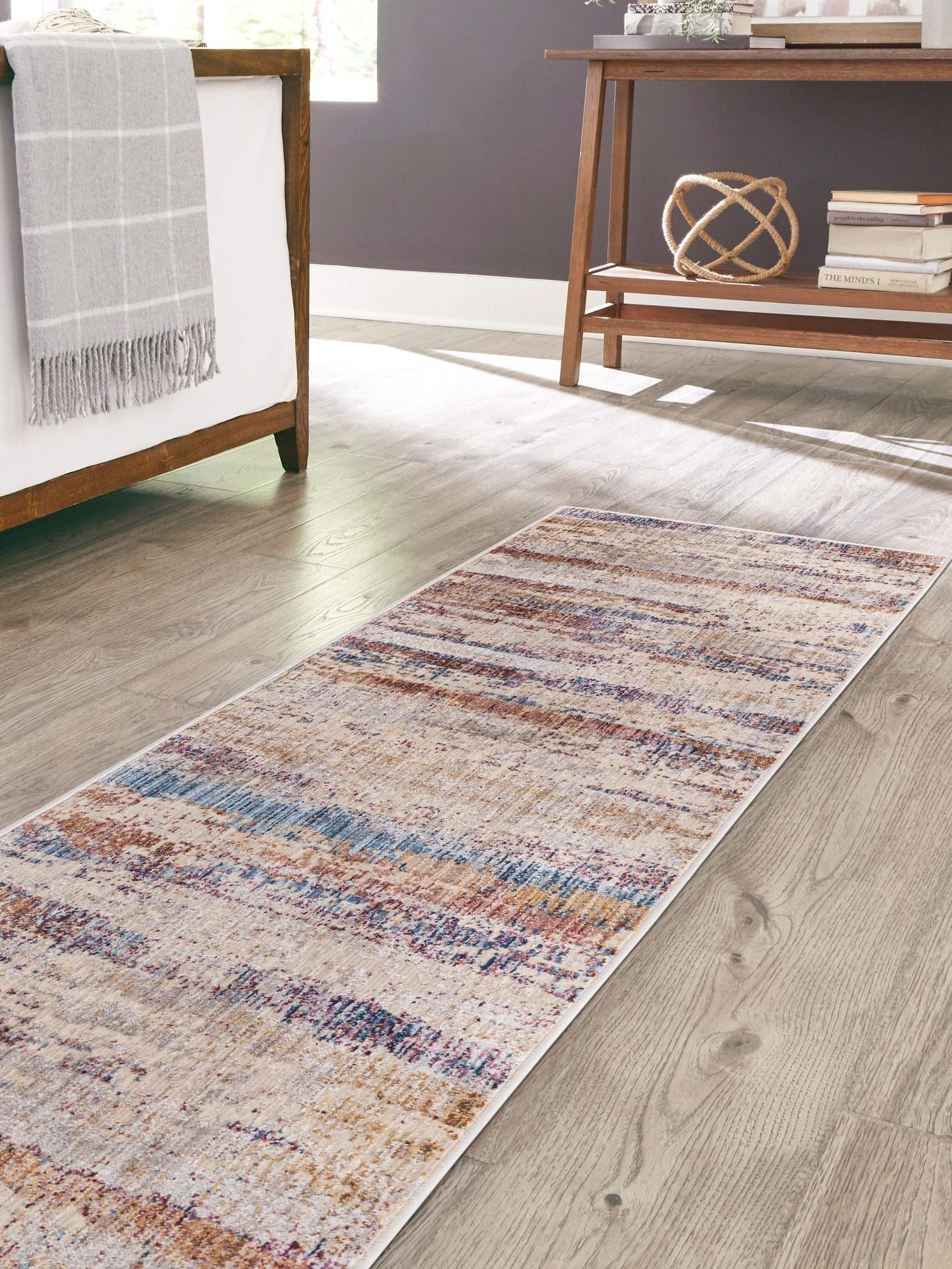 Multicolor 2' x 6' Deepa Runner Area Rug 100% Polyester Colorful Modern Contemporary Carpet for Home Decorating Living, Dining, Office & Bedrooms for Sale at Rug Engine