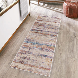 Multicolor 2' x 8' Deepa Runner Area Rug 100% Polyester Colorful Modern Contemporary Carpet for Home Decorating Living, Dining, Office & Bedrooms for Sale at Rug Engine