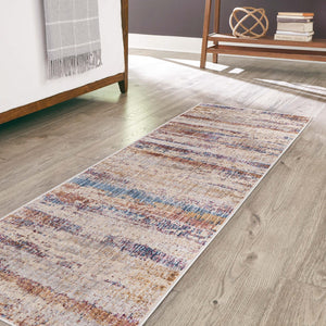 Multicolor 2' x 6' Deepa Runner Area Rug 100% Polyester Colorful Modern Contemporary Carpet for Home Decorating Living, Dining, Office & Bedrooms for Sale at Rug Engine